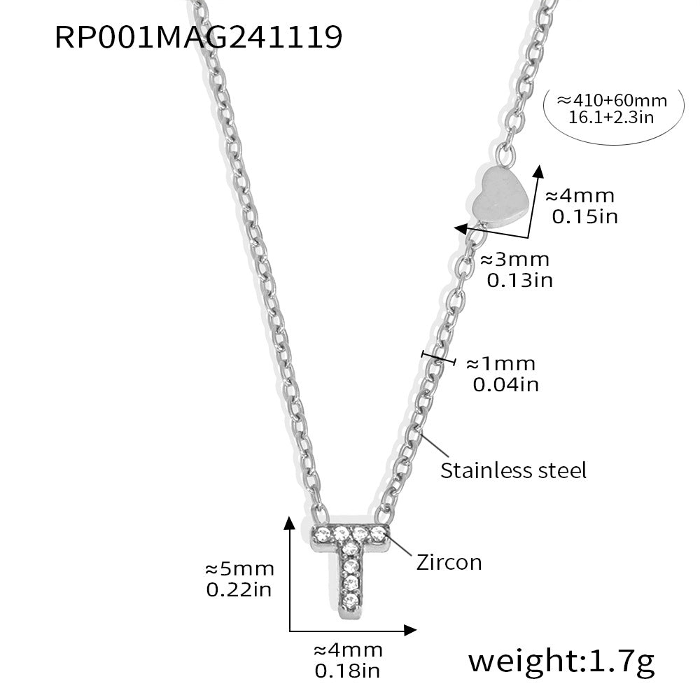 316L Stainless Steel 18K Gold PVD Plated Initial Zircon Jewelry Set - exquisite craftsmanship detail