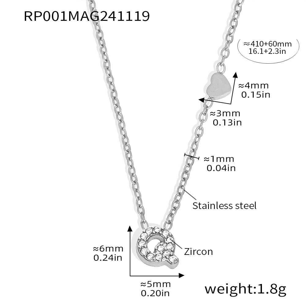 316L Stainless Steel 18K Gold PVD Plated Initial Zircon Jewelry Set - sophisticated side angle