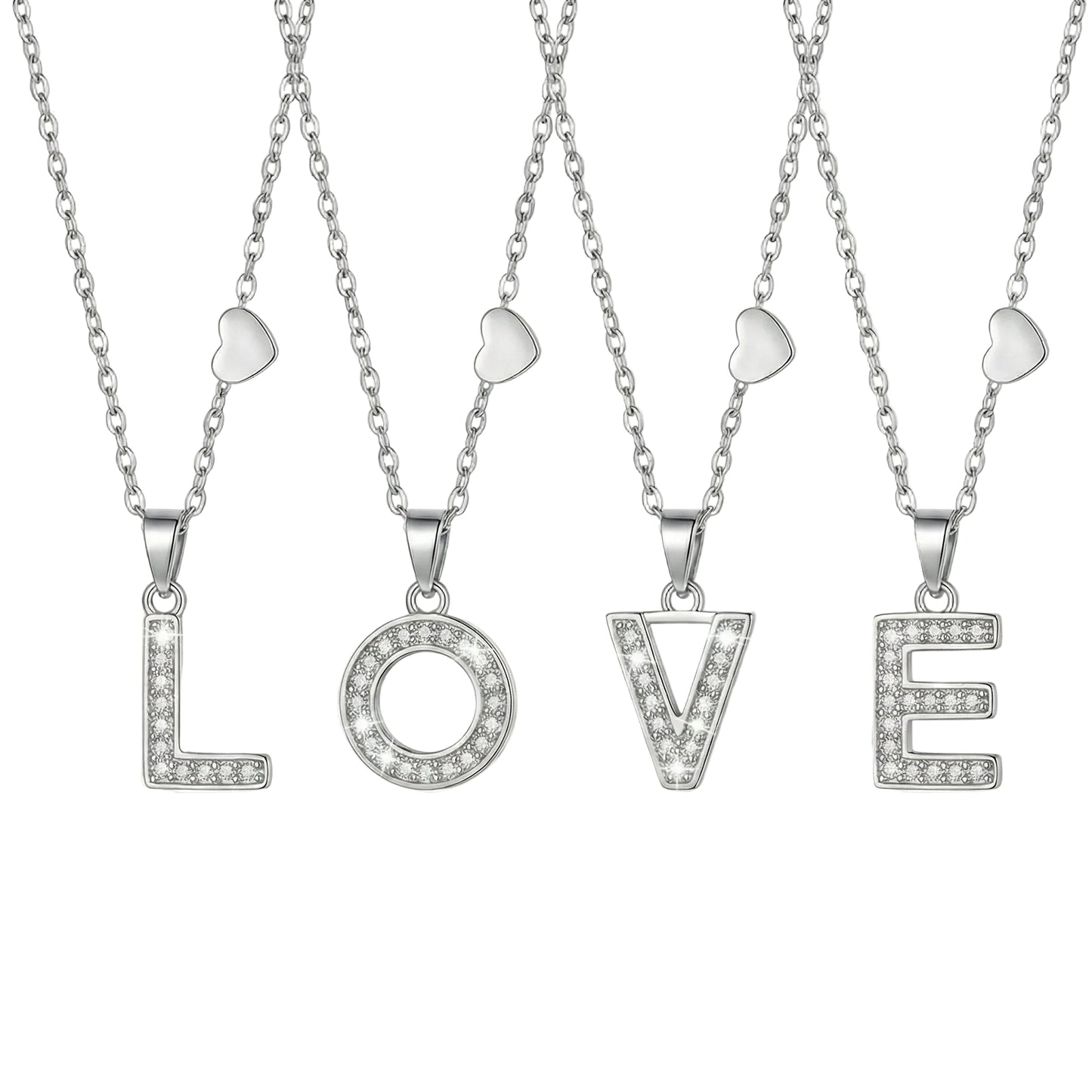 316L Stainless Steel 18K Gold PVD Plated Initial Zircon Jewelry Set