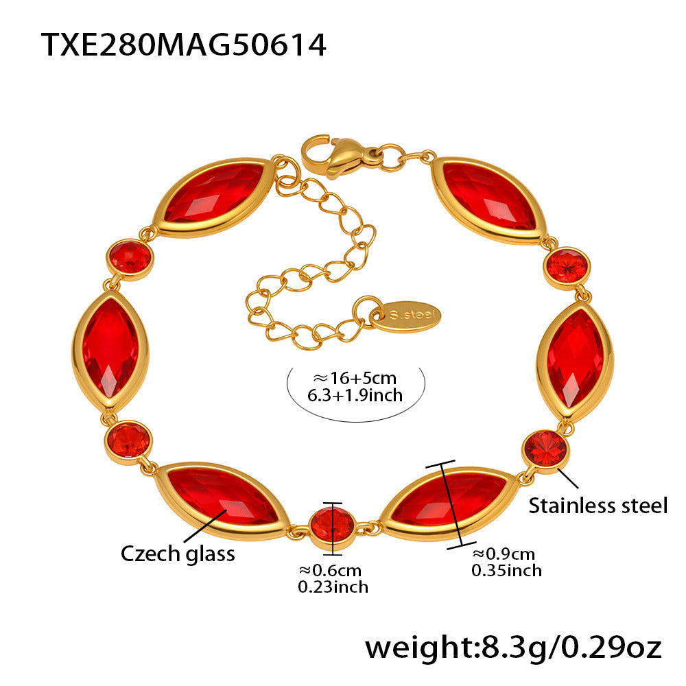 316L Stainless Steel 18K Gold PVD Plated Inlaid Necklace - elegant lifestyle look