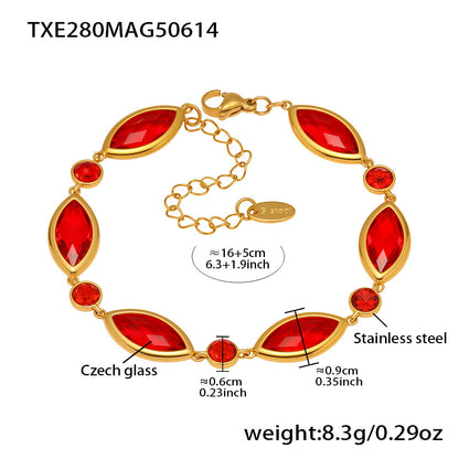 316L Stainless Steel 18K Gold PVD Plated Inlaid Necklace - elegant lifestyle look