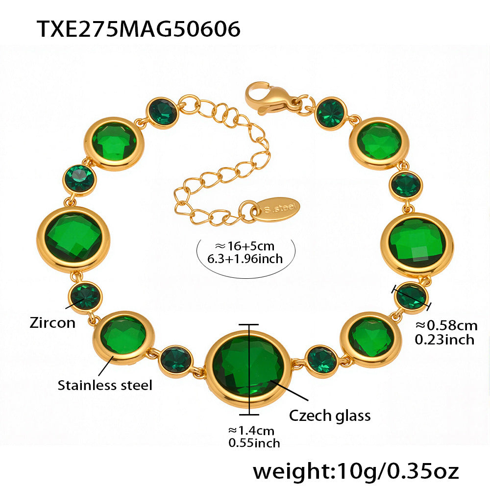 316L Stainless Steel 18K Gold PVD Plated Inlaid Necklace - exquisite craftsmanship detail