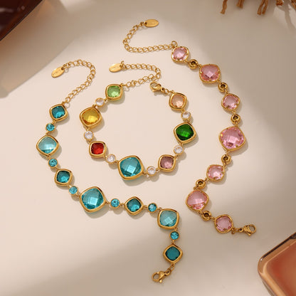 316L Stainless Steel 18K Gold PVD Plated Inlaid Necklace - luxury texture close up