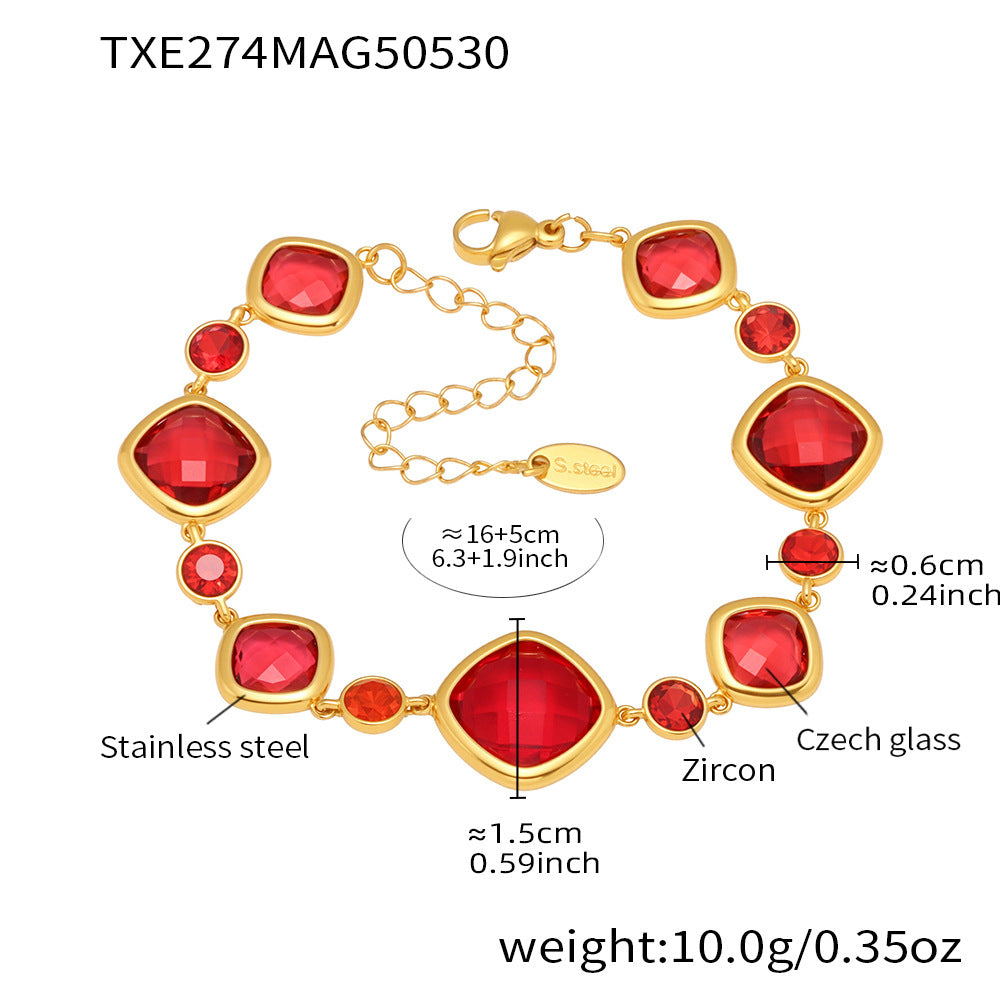 316L Stainless Steel 18K Gold PVD Plated Inlaid Necklace - elegant lifestyle look