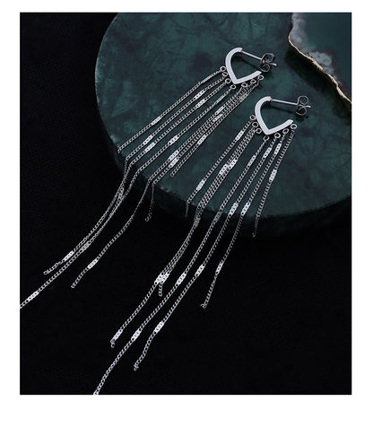 316L Stainless Steel 18K Gold PVD Plated Long Tassel Earrings - premium jewelry aesthetic