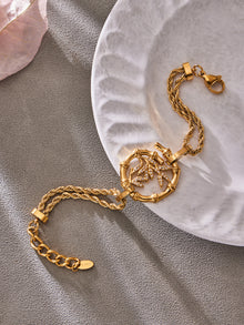 316L Stainless Steel 18K Gold PVD Plated Lucky Bamboo Zircon Double-Layer Necklace - premium jewelry aesthetic