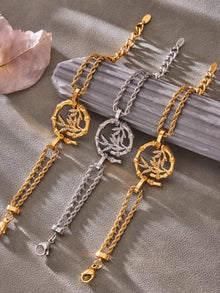 316L Stainless Steel 18K Gold PVD Plated Lucky Bamboo Zircon Double-Layer Necklace - exquisite craftsmanship detail