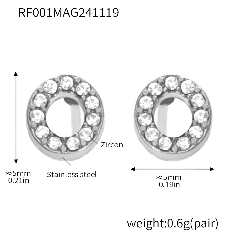 316L Stainless Steel 18K Gold PVD Initial CZ Jewelry Set - luxury texture close up