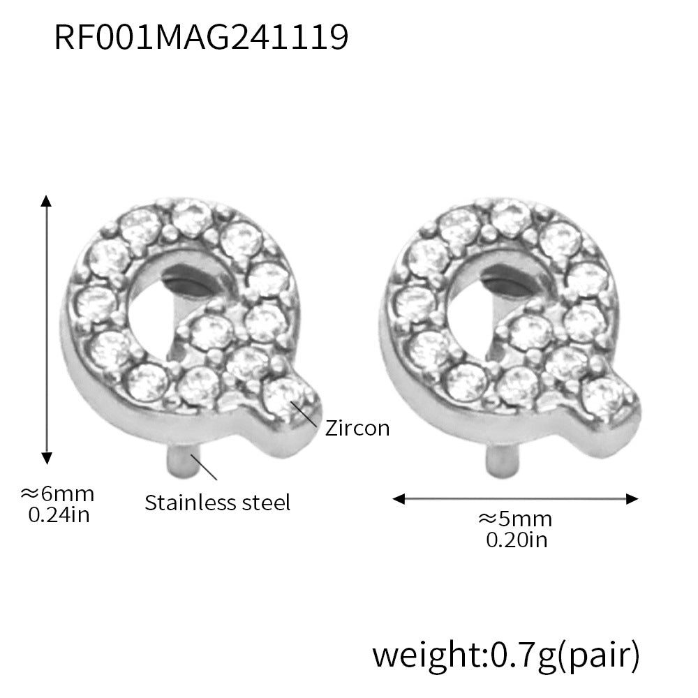316L Stainless Steel 18K Gold PVD Initial CZ Jewelry Set - sophisticated side angle