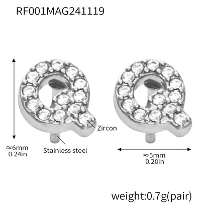 316L Stainless Steel 18K Gold PVD Initial CZ Jewelry Set - sophisticated side angle