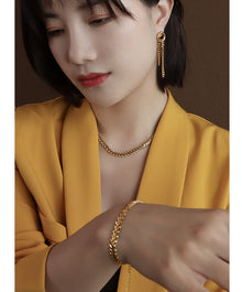 316L Stainless Steel 18K Gold PVD Leaf Jewelry Set - exquisite craftsmanship detail