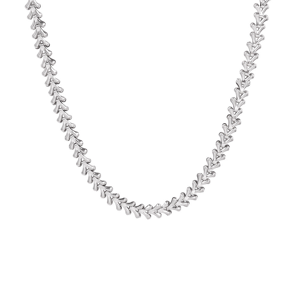 316L Stainless Steel 18K Gold PVD Leaf Jewelry Set - sophisticated side angle