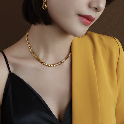316L Stainless Steel 18K Gold PVD Leaf Jewelry Set - premium jewelry aesthetic