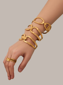 316L Stainless Steel 18K Gold PVD Minimalist Geometric Bracelet - luxury texture close up