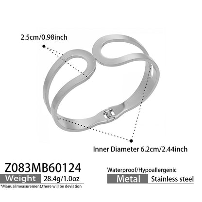 316L Stainless Steel 18K Gold PVD Minimalist Geometric Bracelet - sophisticated side angle