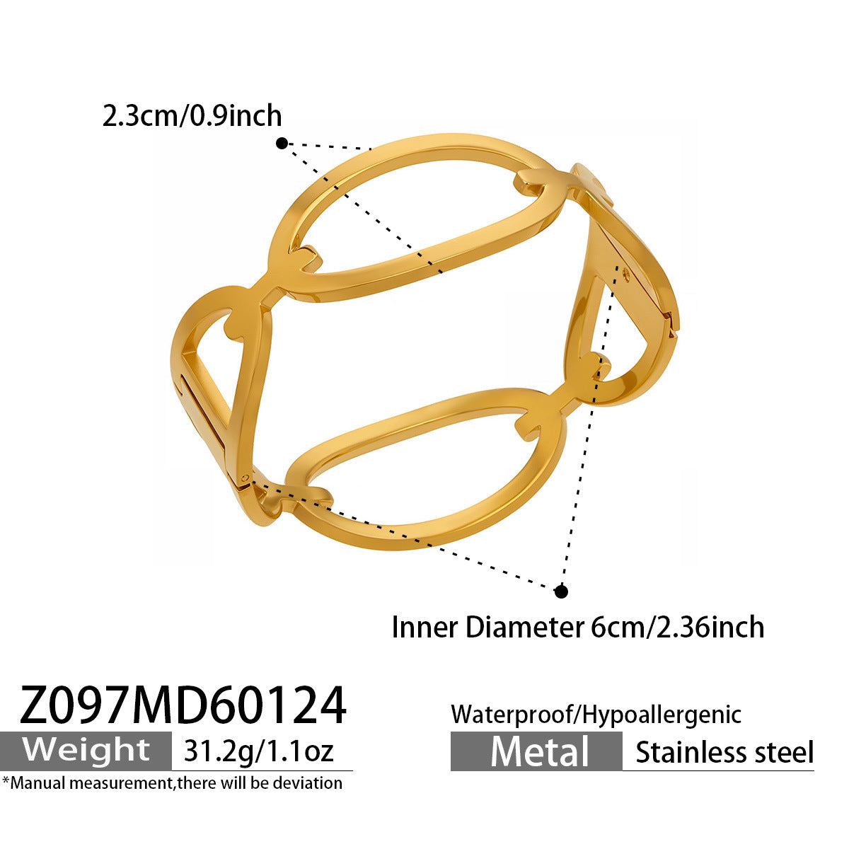 316L Stainless Steel 18K Gold PVD Minimalist Geometric Bracelet - premium jewelry aesthetic
