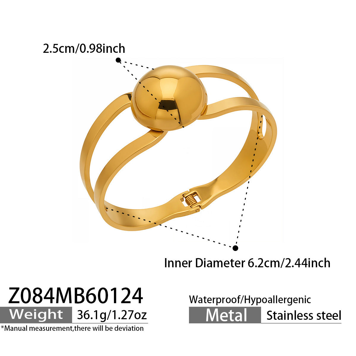 316L Stainless Steel 18K Gold PVD Minimalist Geometric Bracelet - premium jewelry aesthetic
