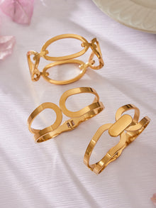 316L Stainless Steel 18K Gold PVD Minimalist Geometric Bracelet - front view showcase