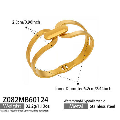 316L Stainless Steel 18K Gold PVD Minimalist Geometric Bracelet - sophisticated side angle