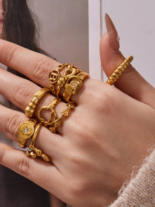 316L Stainless Steel 18K Gold PVD Minimalist Geometric Openwork Ring - elegant lifestyle look