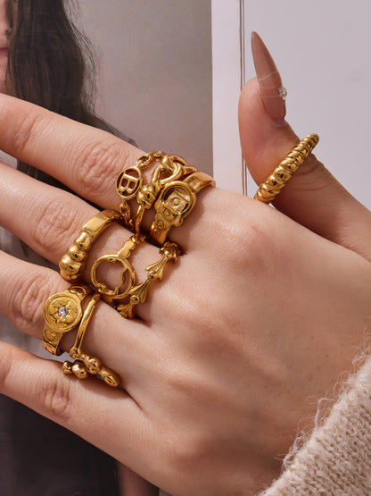 316L Stainless Steel 18K Gold PVD Minimalist Geometric Openwork Ring - elegant lifestyle look