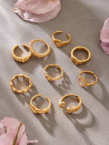 316L Stainless Steel 18K Gold PVD Minimalist Geometric Openwork Ring - luxury texture close up