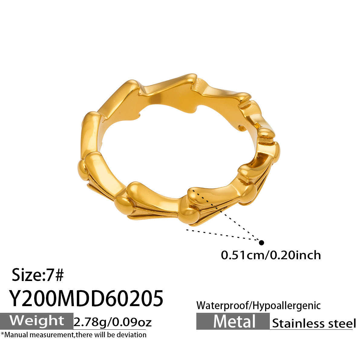 316L Stainless Steel 18K Gold PVD Minimalist Geometric Openwork Ring - sophisticated side angle