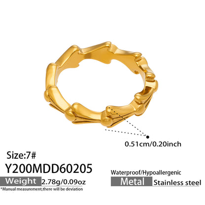 316L Stainless Steel 18K Gold PVD Minimalist Geometric Openwork Ring - sophisticated side angle