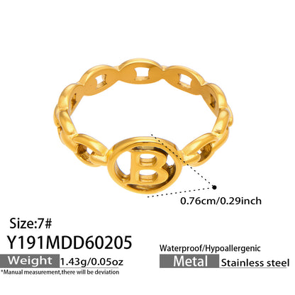 316L Stainless Steel 18K Gold PVD Minimalist Geometric Openwork Ring - elegant lifestyle look