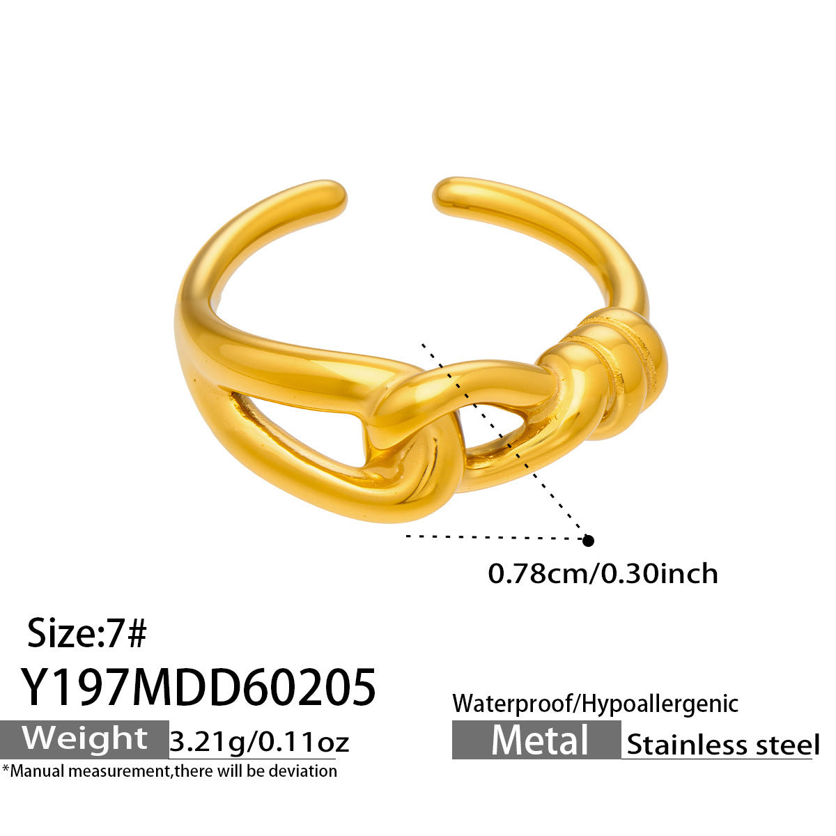 316L Stainless Steel 18K Gold PVD Minimalist Geometric Openwork Ring - luxury texture close up