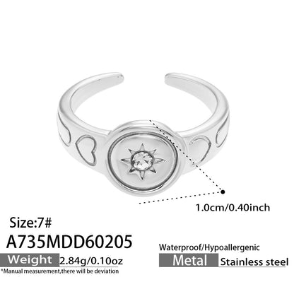 316L Stainless Steel 18K Gold PVD Minimalist Geometric Openwork Ring - front view showcase