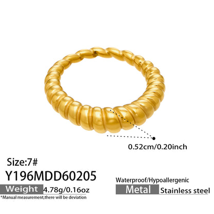 316L Stainless Steel 18K Gold PVD Minimalist Geometric Openwork Ring - exquisite craftsmanship detail