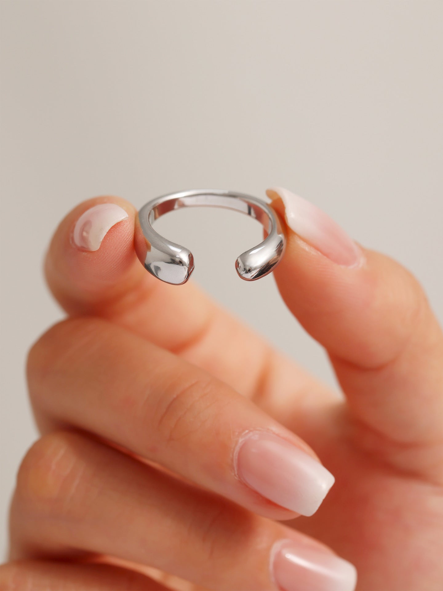 316L Stainless Steel 18K Gold PVD Minimalist Open Ring - luxury texture close up