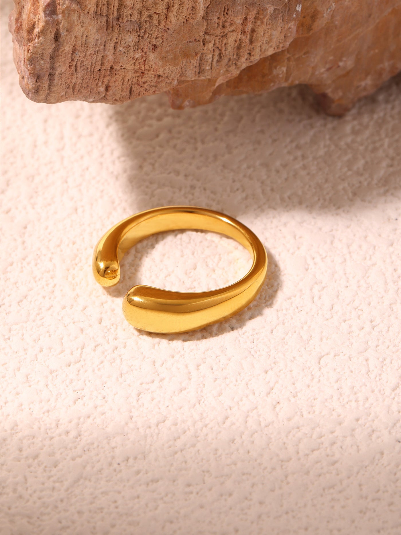 316L Stainless Steel 18K Gold PVD Minimalist Open Ring - elegant lifestyle look