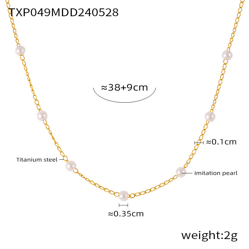 316L Stainless Steel 18K Gold PVD Pearl Minimalist Jewelry Set - premium jewelry aesthetic