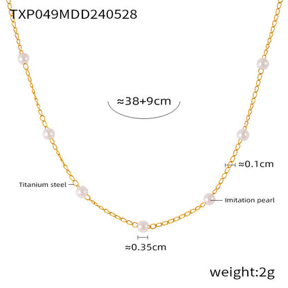 316L Stainless Steel 18K Gold PVD Pearl Minimalist Jewelry Set - premium jewelry aesthetic