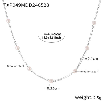 316L Stainless Steel 18K Gold PVD Pearl Minimalist Jewelry Set - elegant lifestyle look