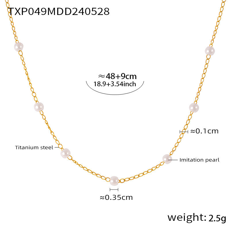 316L Stainless Steel 18K Gold PVD Pearl Minimalist Jewelry Set - premium jewelry aesthetic