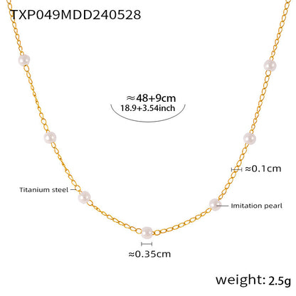 316L Stainless Steel 18K Gold PVD Pearl Minimalist Jewelry Set - premium jewelry aesthetic