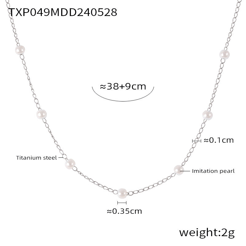 316L Stainless Steel 18K Gold PVD Pearl Minimalist Jewelry Set - front view showcase