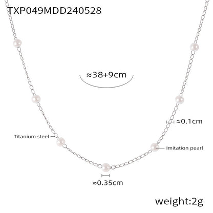 316L Stainless Steel 18K Gold PVD Pearl Minimalist Jewelry Set - front view showcase