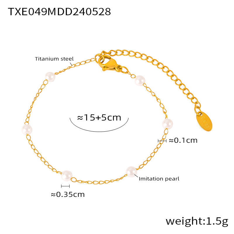 316L Stainless Steel 18K Gold PVD Pearl Minimalist Jewelry Set - exquisite craftsmanship detail