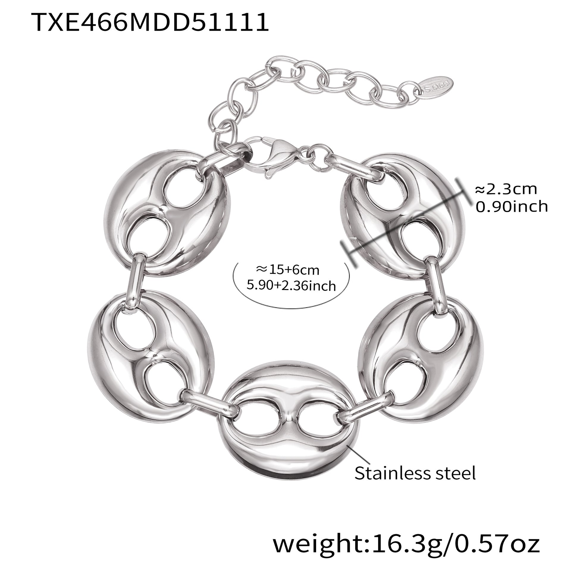 316L Stainless Steel 18K Gold PVD Two-Tone Coffee Bean Necklace - sophisticated side angle