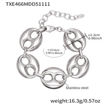 316L Stainless Steel 18K Gold PVD Two-Tone Coffee Bean Necklace - sophisticated side angle