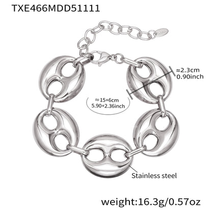 316L Stainless Steel 18K Gold PVD Two-Tone Coffee Bean Necklace - sophisticated side angle