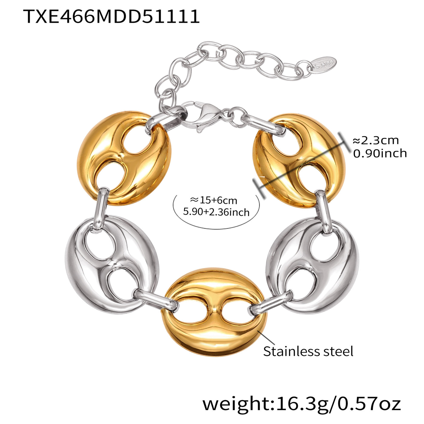 316L Stainless Steel 18K Gold PVD Two-Tone Coffee Bean Necklace - elegant lifestyle look