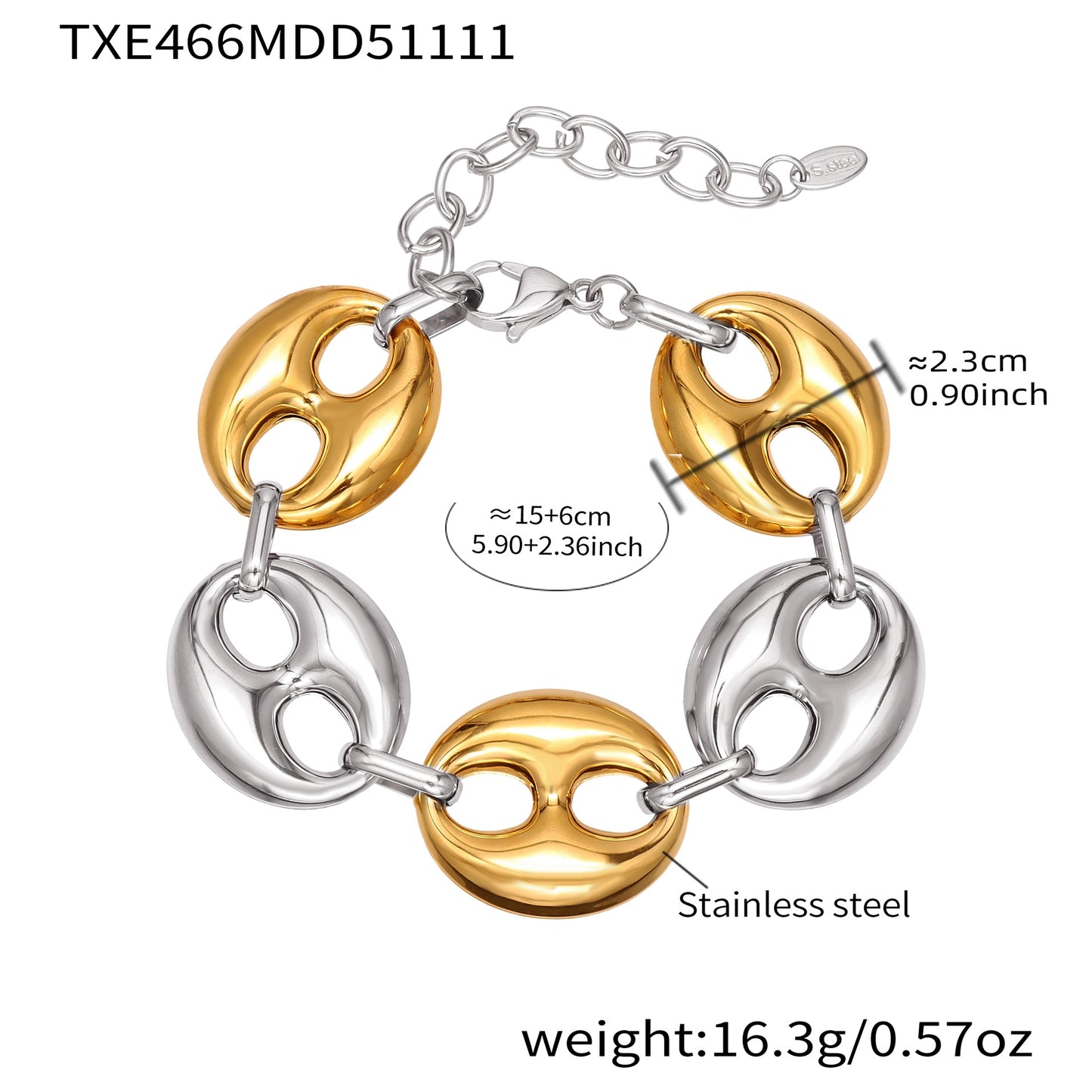 316L Stainless Steel 18K Gold PVD Two-Tone Coffee Bean Necklace - elegant lifestyle look
