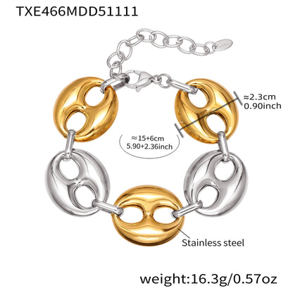 316L Stainless Steel 18K Gold PVD Two-Tone Coffee Bean Necklace - elegant lifestyle look