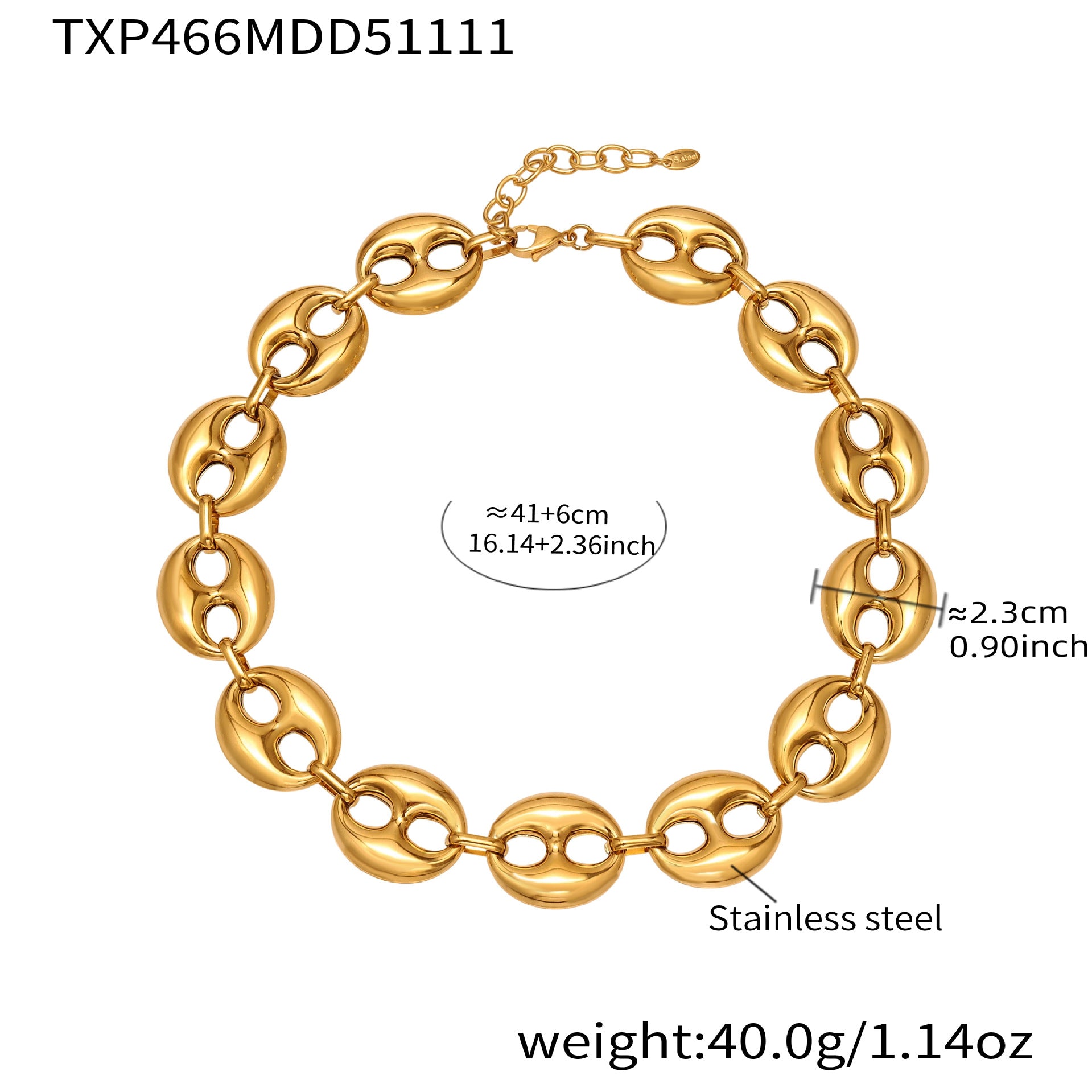 316L Stainless Steel 18K Gold PVD Two-Tone Coffee Bean Necklace - premium jewelry aesthetic
