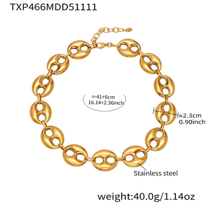 316L Stainless Steel 18K Gold PVD Two-Tone Coffee Bean Necklace - premium jewelry aesthetic